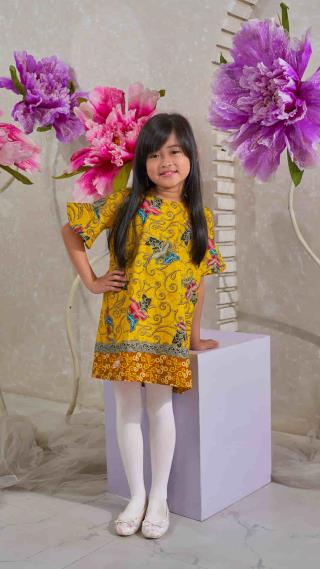 Dress Batik Anak Perempuan Yardriss Lengan 3/4 Motif 32376