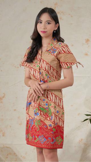 Dress Batik Wanita Dewasa Majapahit Lengan Pendek Motif 26362