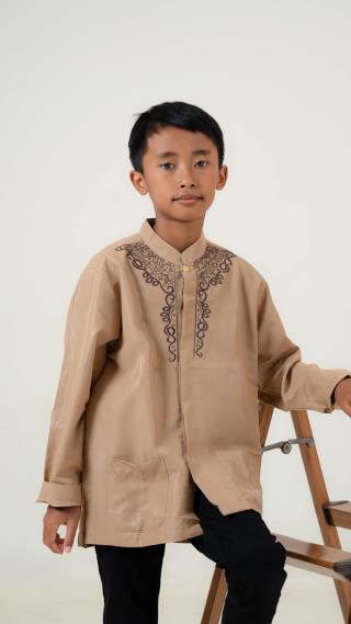 Atasan Muslim Anak Nur Hafid Warna Lengan Panjang Kombinasi Bordir  Motif 192872