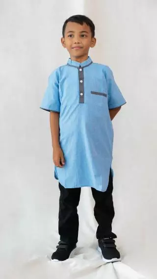 Atasan Turkey Muslim Anak Nur Hafid Warna Lengan Pendek Motif Corven7